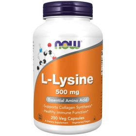 NOW Supplements, L-Lysine (L-Lysine Monohydrochloride) 500 mg, Amino Acid