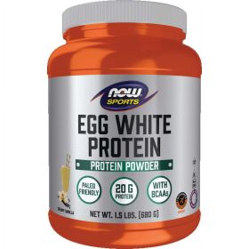 NOW Sports Eggwhite Protein Powder, Vanilla Crème, 20g Protein, 1.5 Lb