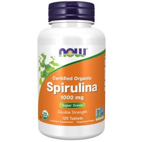 NOW Supplements, Certified Organic, Spirulina 1000 mg (Double Strength)