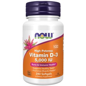 NOW Supplements, Vitamin D-3 5,000 IU, High Potency, Structural Support