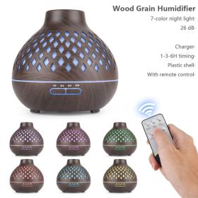 Air Humidifier Essential Oil Machine Air Aroma Diffuser Wood Ultrasonic Air Humidifier Essential Oil Aromatherapy Cool Mist Maker (Color: Dark Color)